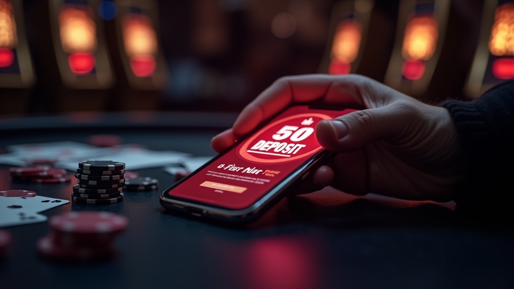 Nowy gracz odbiera bonus bez depozytu na ekranie telefonu